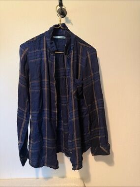 Maurices Navy Plaid Lightweight Button Jacket